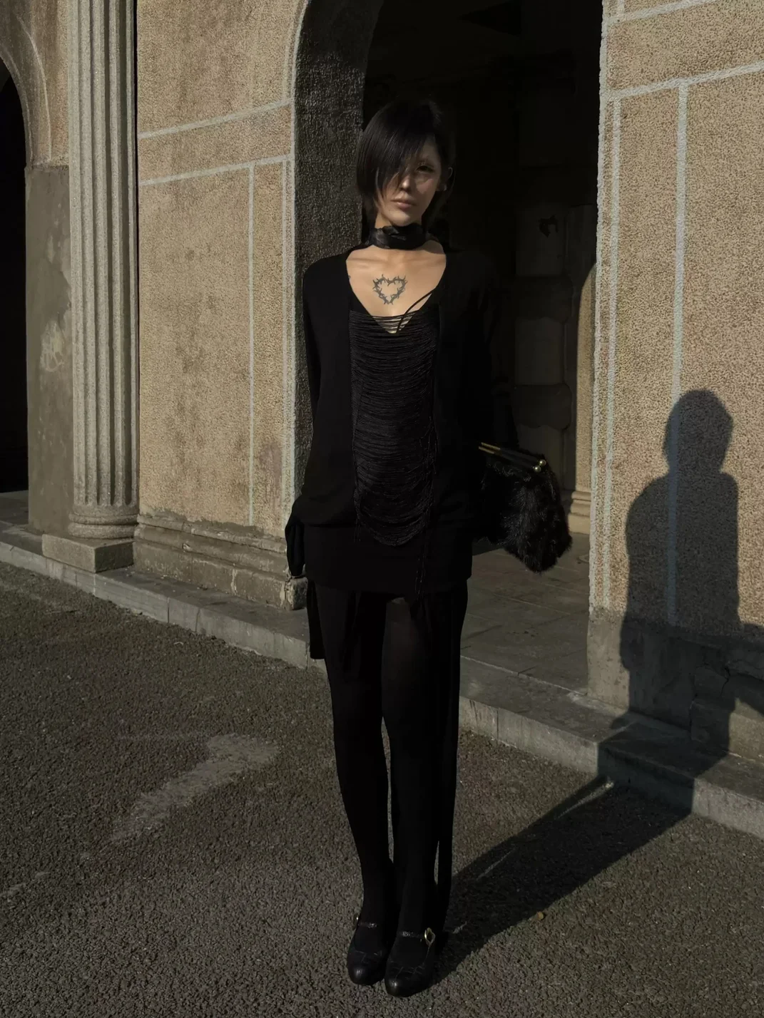 Imdelusion | Fringe Low Neck Batwing Sleeve Top