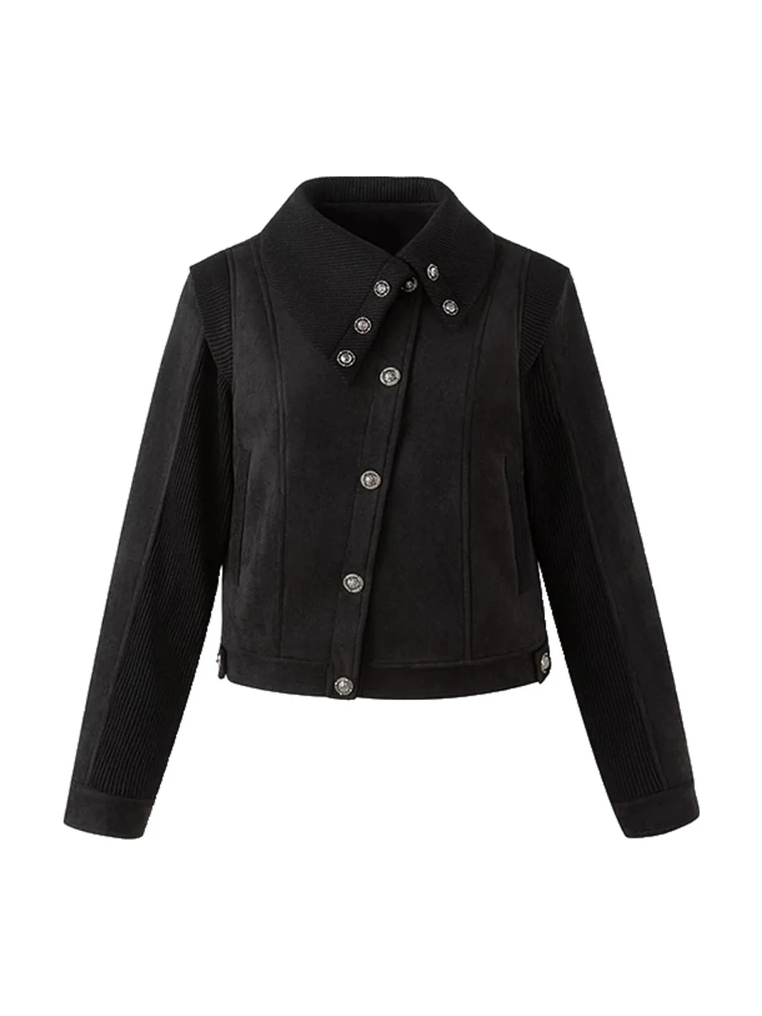 BIGGOLD | Cropped Notched-Collar Button Jacket
