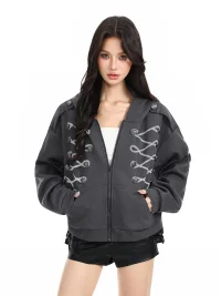 BIGGOLD | Cropped Hooded Zip-Up Jacket