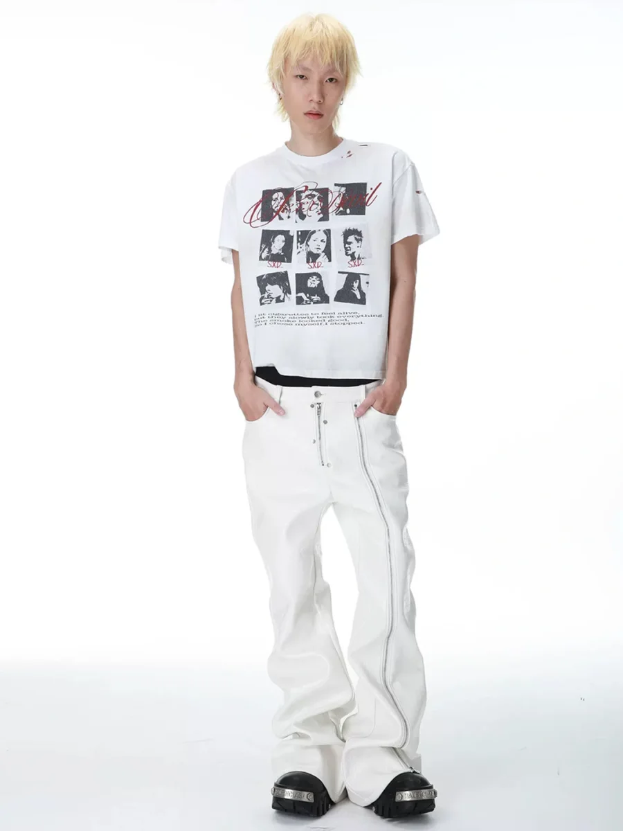 SEXXDEVIL | Washed Distressed Portrait Print Short Sleeve T-Shirt - 3