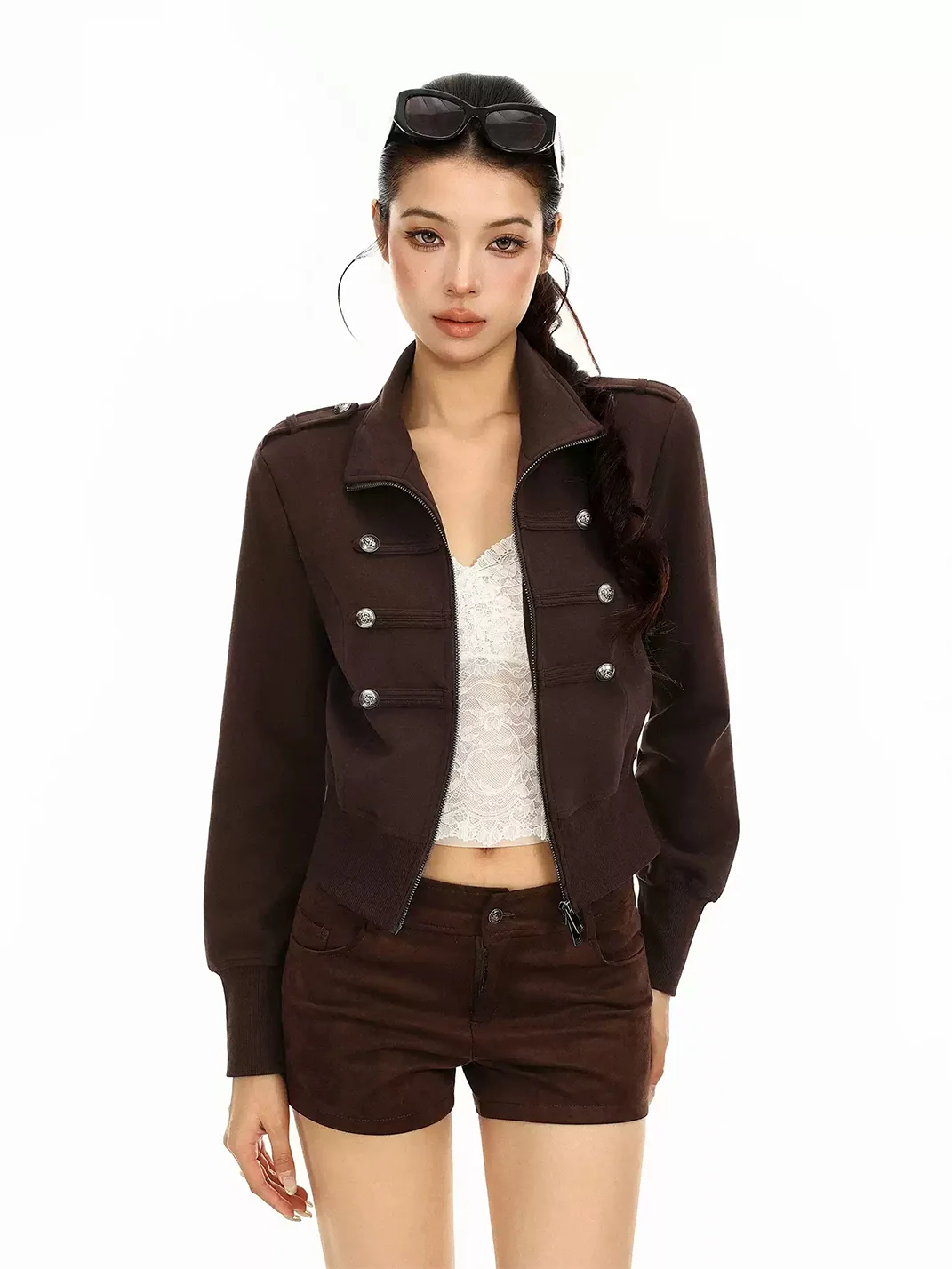 BIGGOLD | Vintage Cropped Stand Collar Military Jacket
