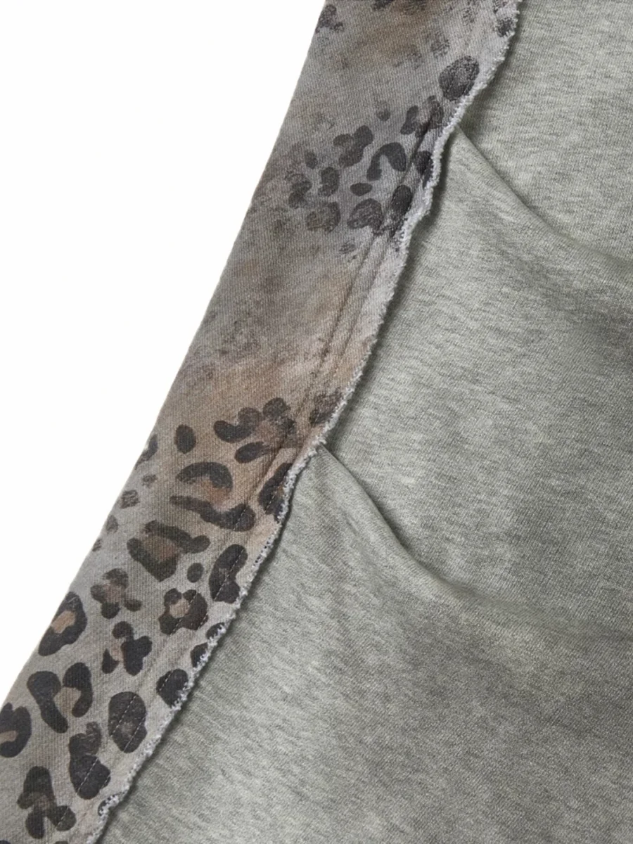 SAXGENWON | Leopard Double Waist Distressed Washed Sweatpants - 4