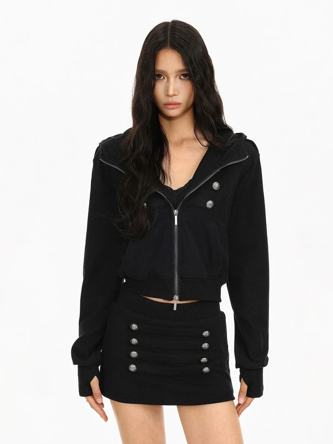 BIGGOLD | Double-Breasted Hooded Jacket