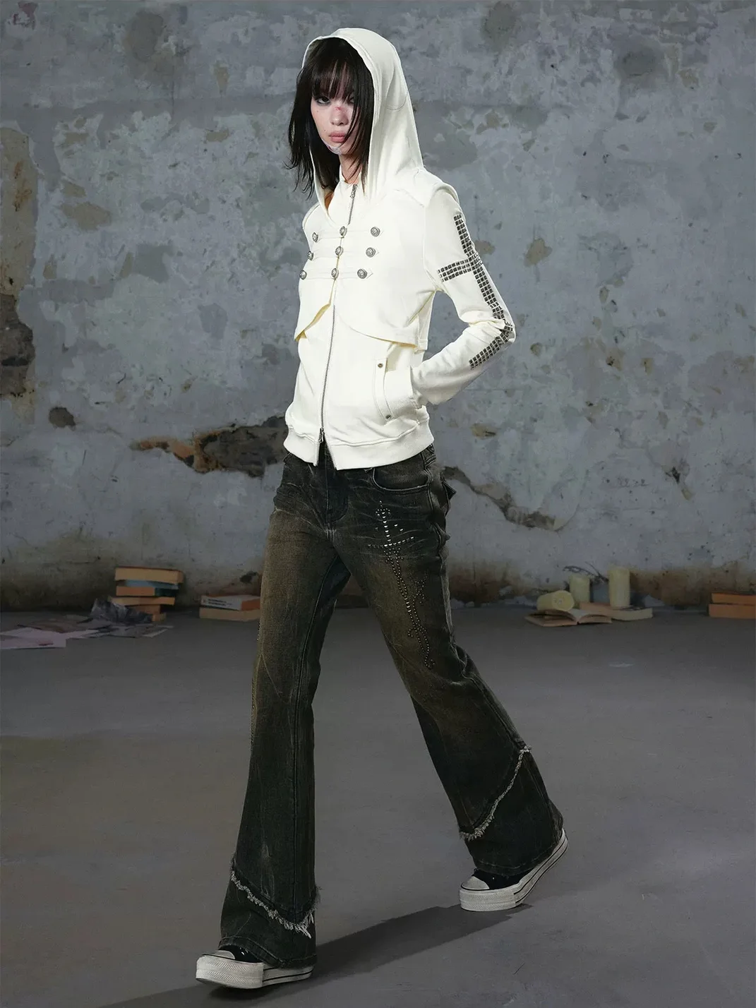 Cest Nous | Punk Studded Napoleon Zip Hoodie