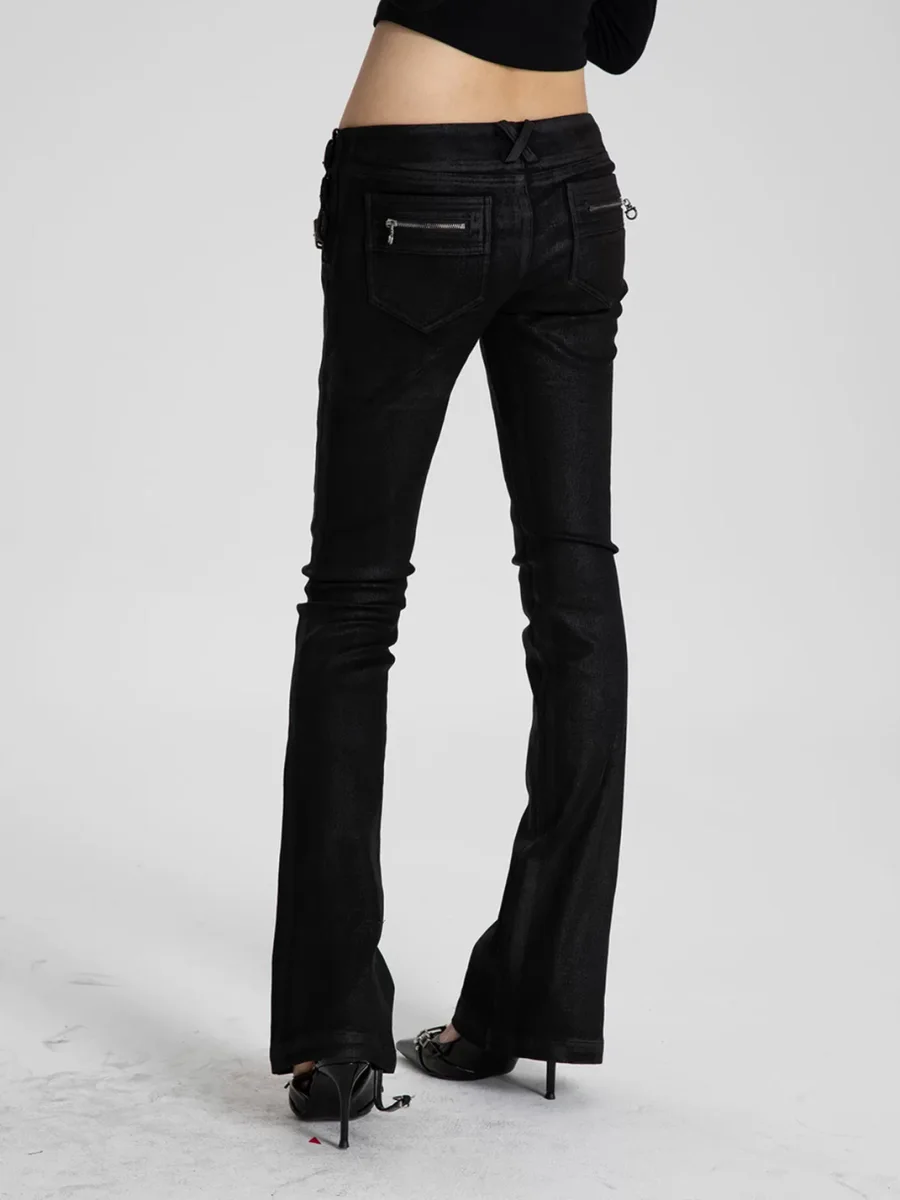 SEXXDEVIL | Waxed Low-Rise Flared Jeans - 4