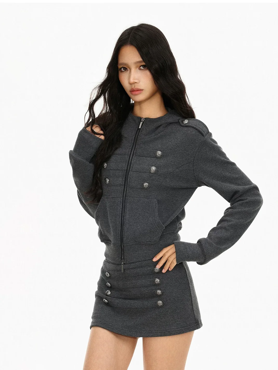 BIGGOLD | Double-Breasted Hooded Jacket