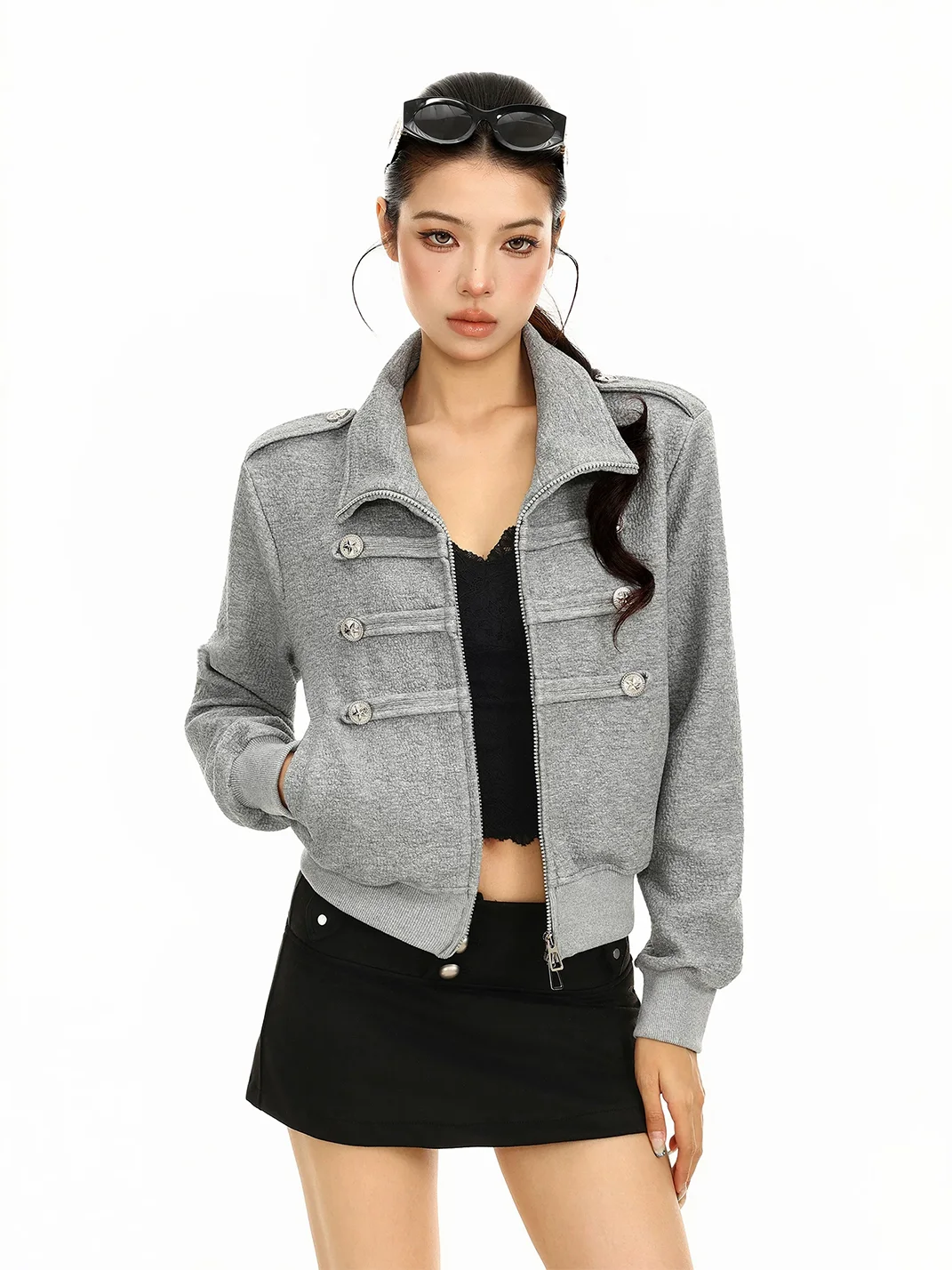 BIGGOLD | Stand Collar Double-Breasted Zipper Jacket