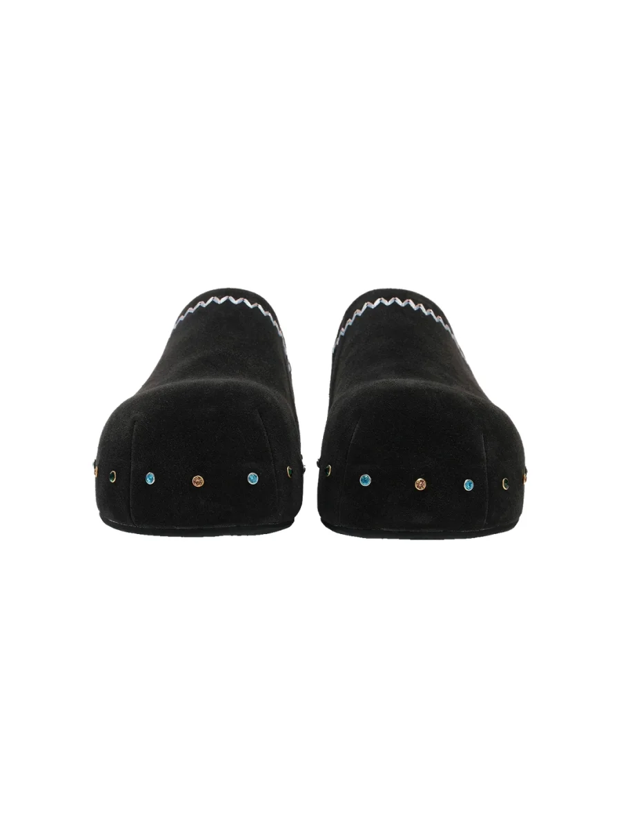 UnicornBlood | Rhinestone Platform Suede Clog Mules - 3