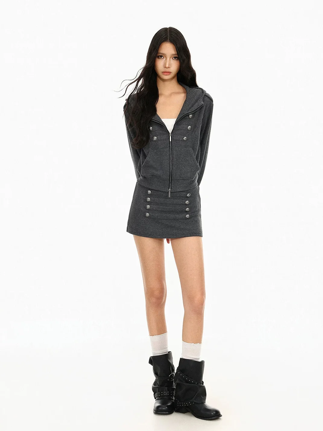 BIGGOLD | Double-Breasted Hooded Jacket