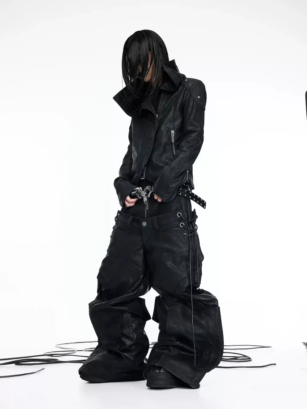 DARKRTPTS | Slim Fit Asymmetric Stand Collar Zip Jacket