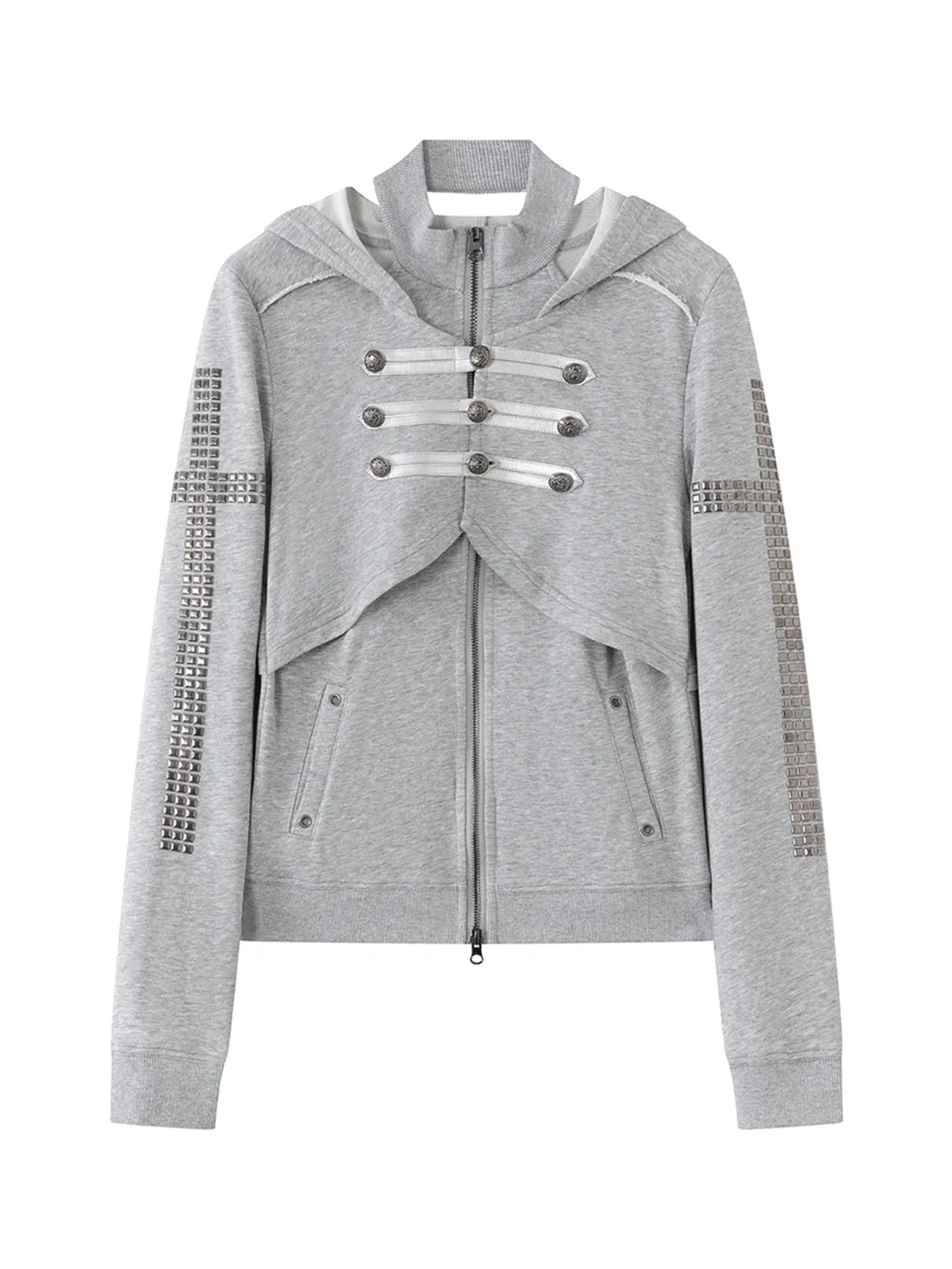Cest Nous | Punk Studded Napoleon Zip Hoodie