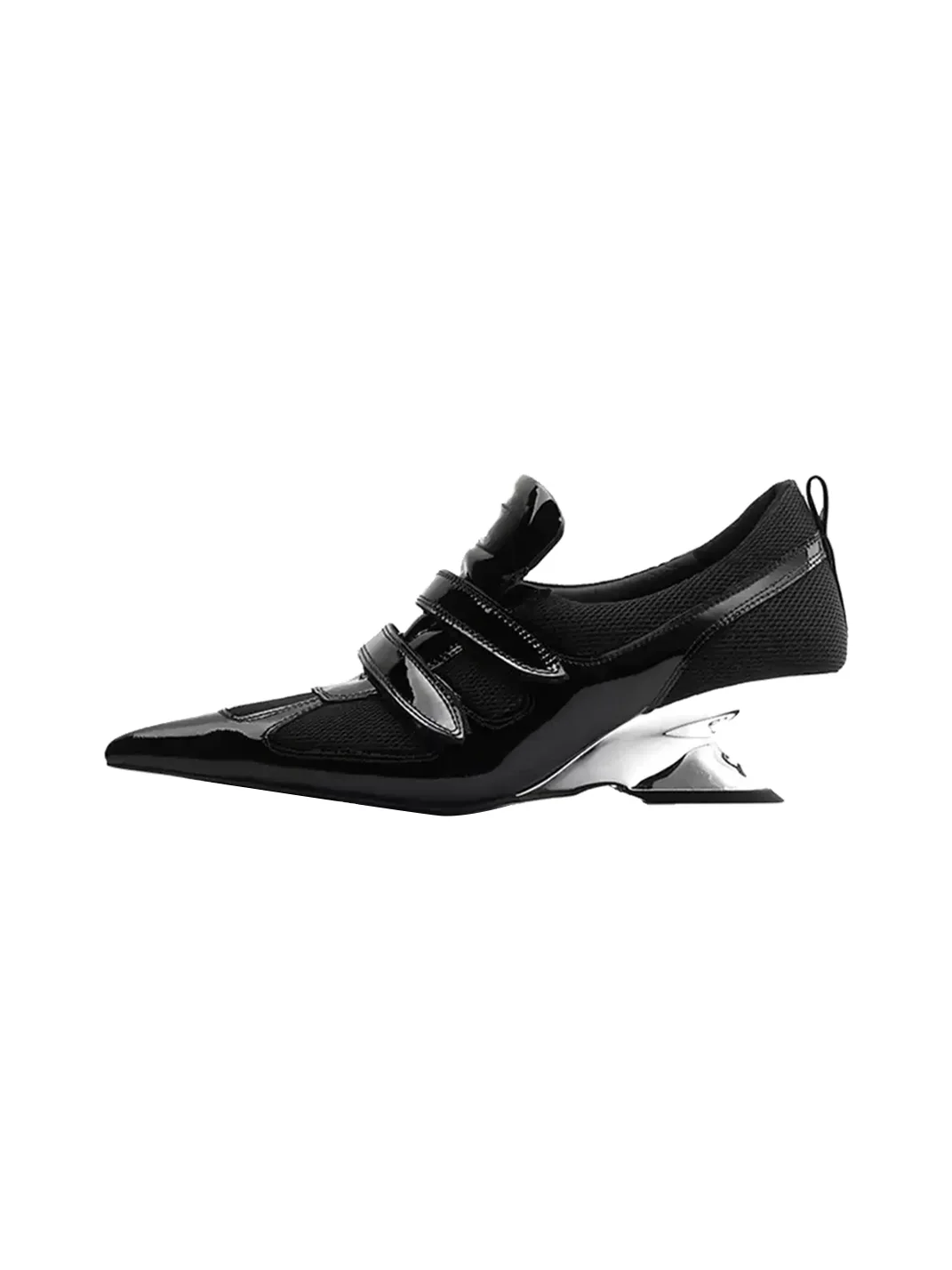 Colorful Bridge | Pointed Wedge Heels with Mesh and Patent Leather