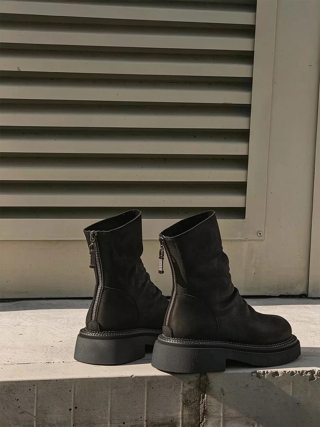 GSL | Leather Platform Slouchy Ankle Boots