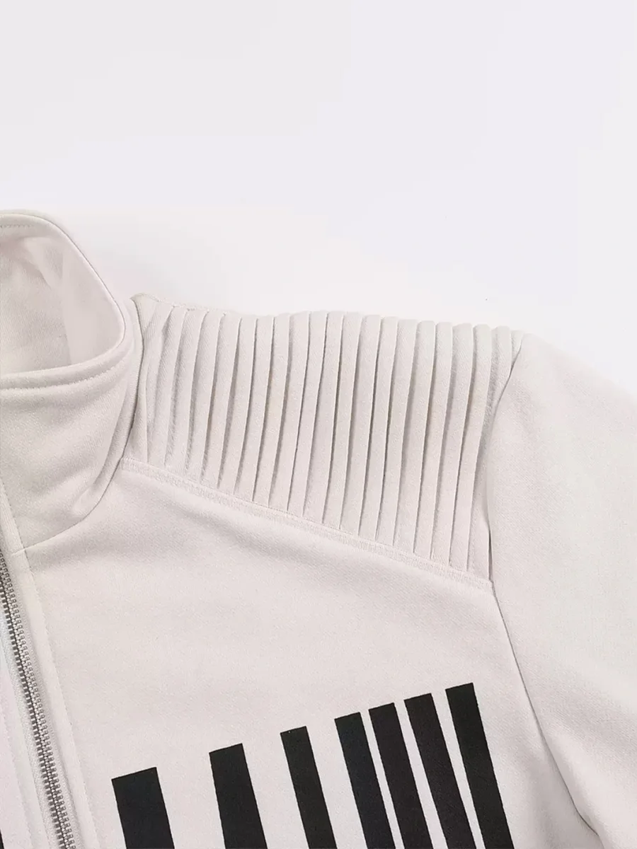 WHISTLEHUNTER | Cropped Boxy Pleated Stand-Collar Zip Jacket - 3