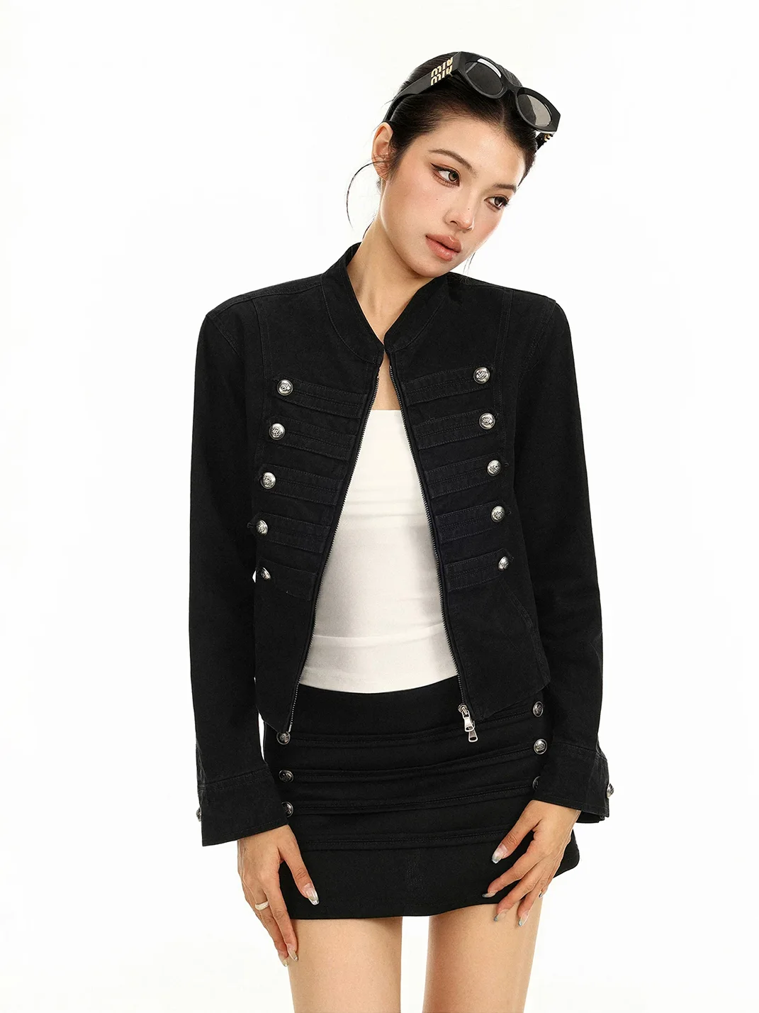 BIGGOLD | Napoleon Double-Breasted Cropped Stand-Collar Jacket