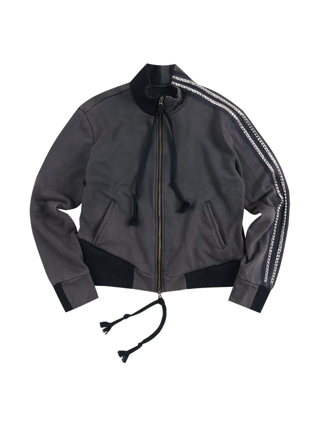 WHISTLEHUNTER | Washed Studded Slim Fit Zip Jacket