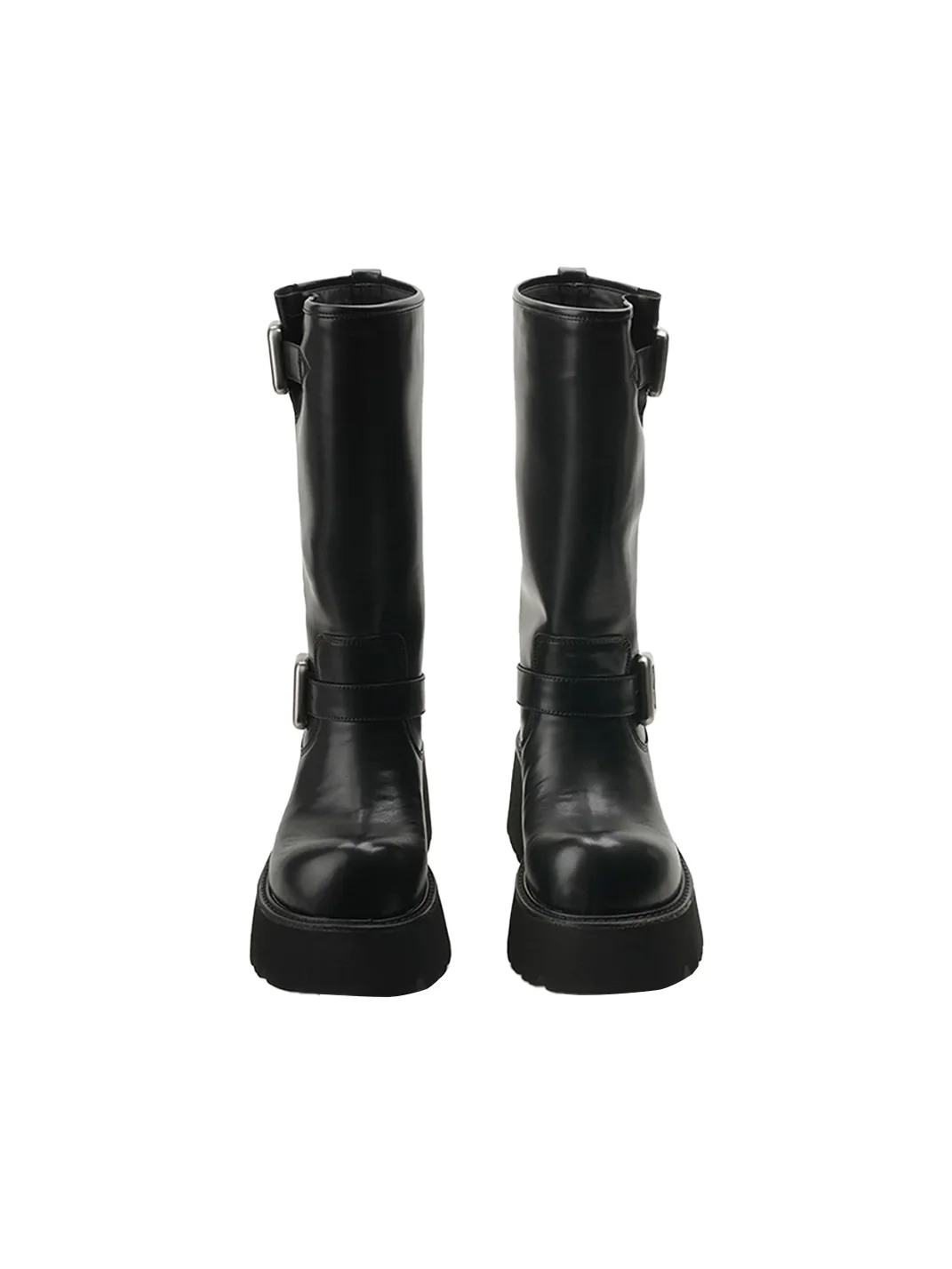 Colorful Bridge | Leather Mid-Calf Platform Engineer Boots