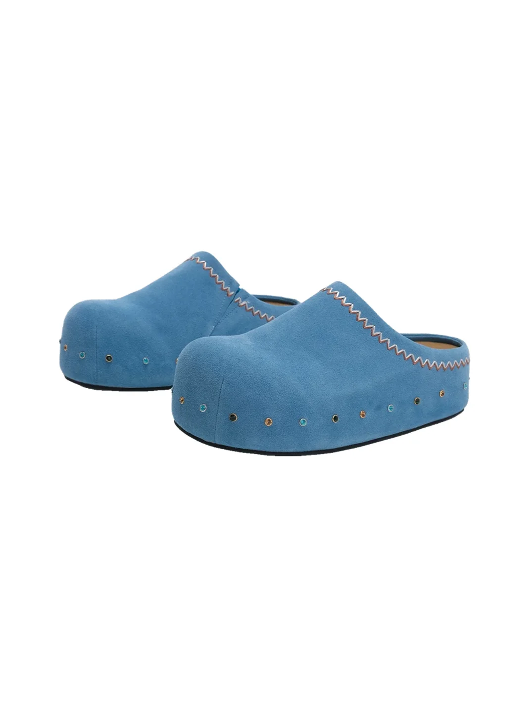 UnicornBlood | Rhinestone Platform Suede Clog Mules