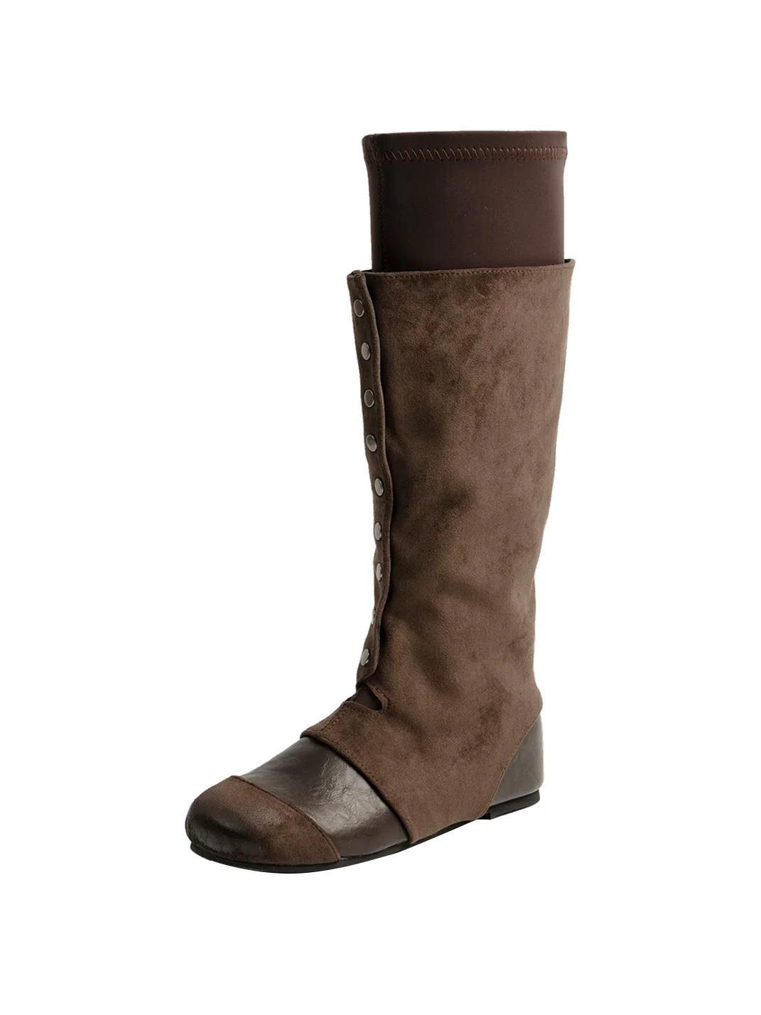 ZHUDAGE | Retro Patchwork Tall Sock Boots