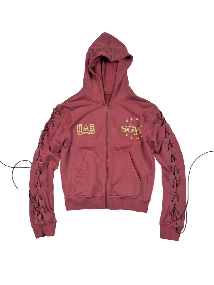 SAXGENWON | Lace-Up Washed Hoodie And Sweatpants Set - 4