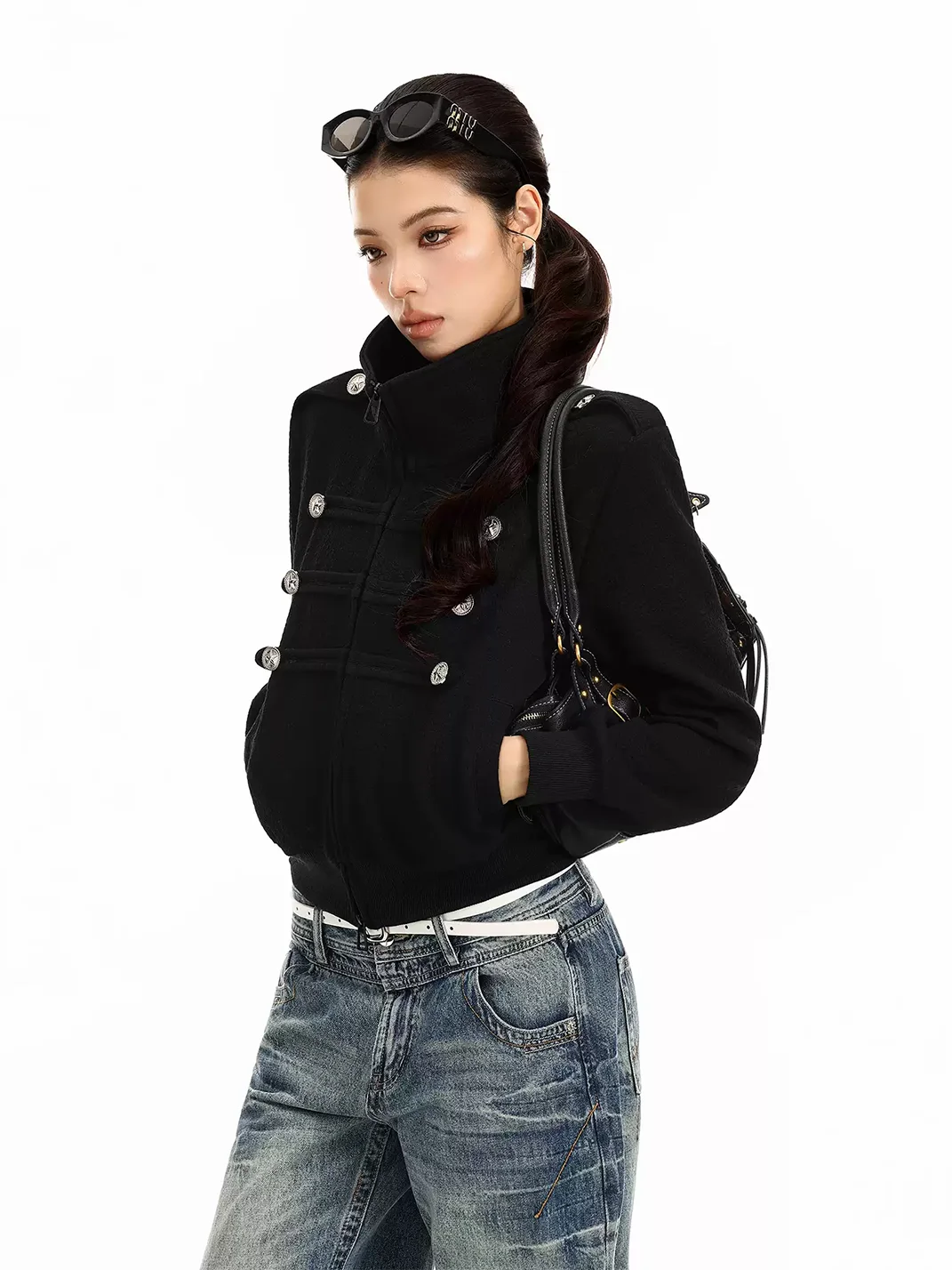 BIGGOLD | Stand Collar Double-Breasted Zipper Jacket