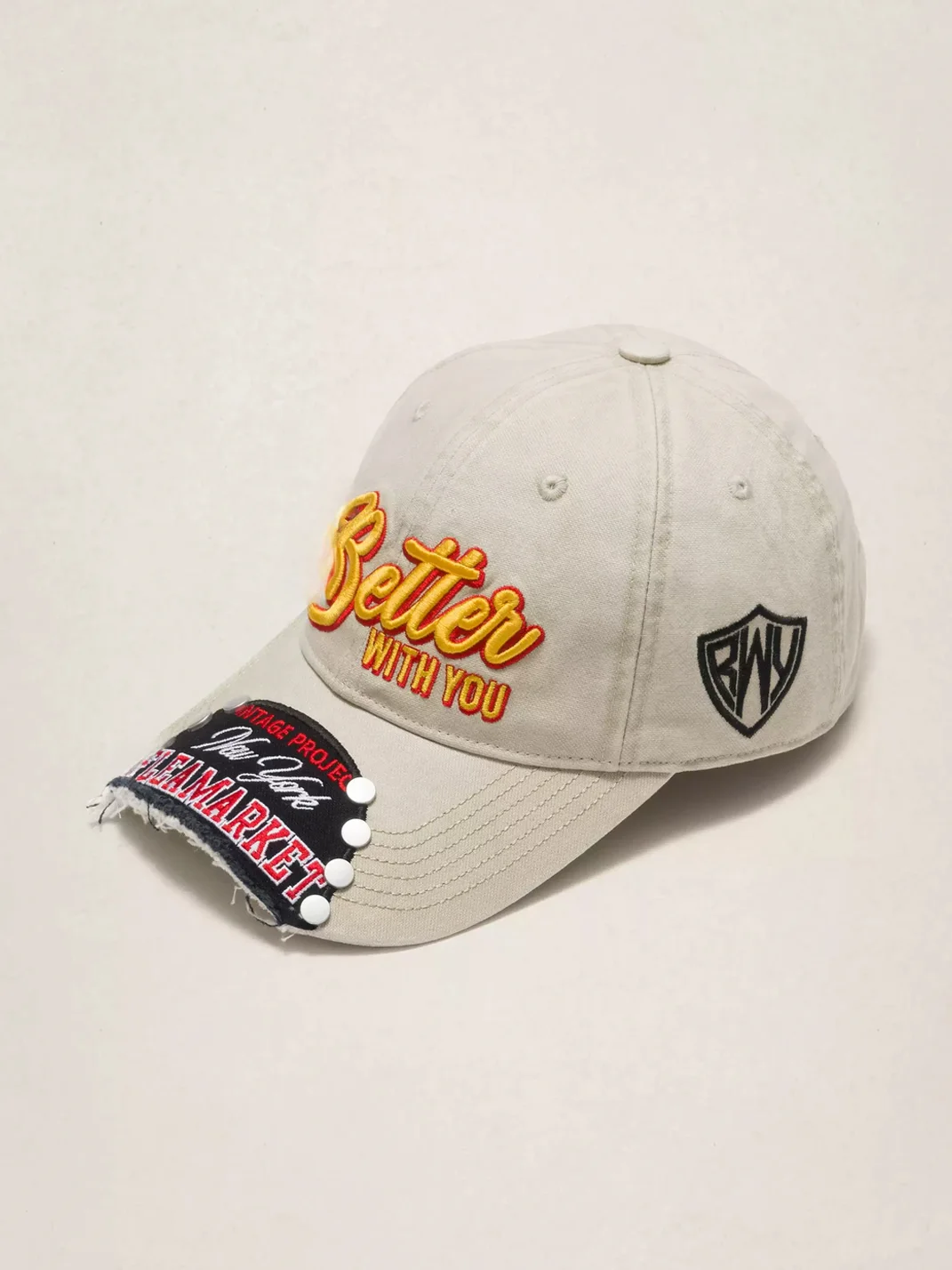 Fleamarket hat shop | Washed Embroidered Studded Baseball Cap