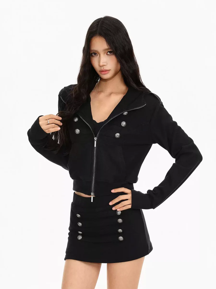 BIGGOLD | Double-Breasted Hooded Jacket - 2