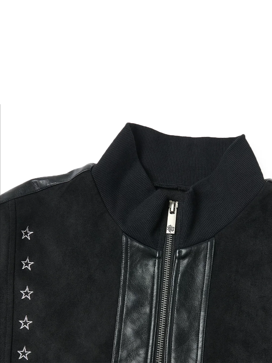SAXGENWON | Textured Embroidered Panel Stand Collar Jacket