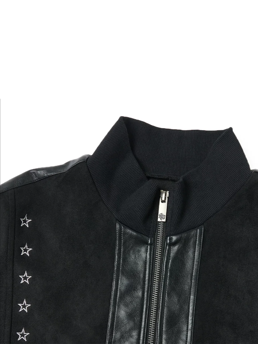 SAXGENWON | Textured Embroidered Panel Stand Collar Jacket - 3