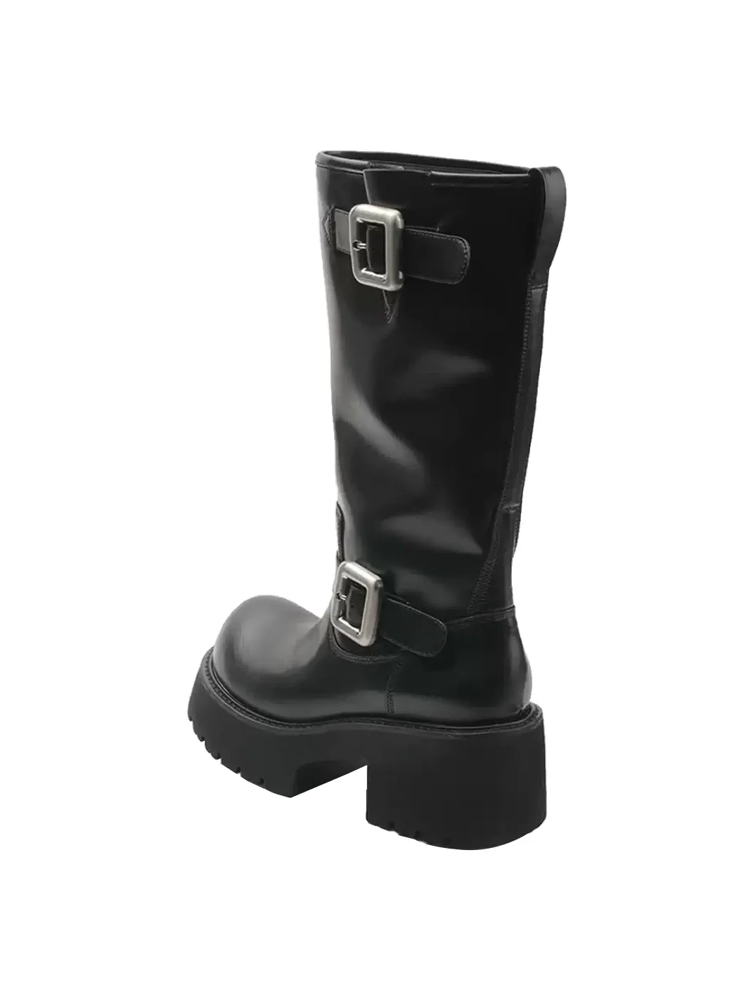 Colorful Bridge | Leather Mid-Calf Platform Engineer Boots