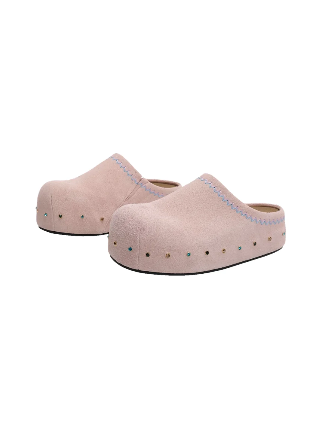 UnicornBlood | Rhinestone Platform Suede Clog Mules