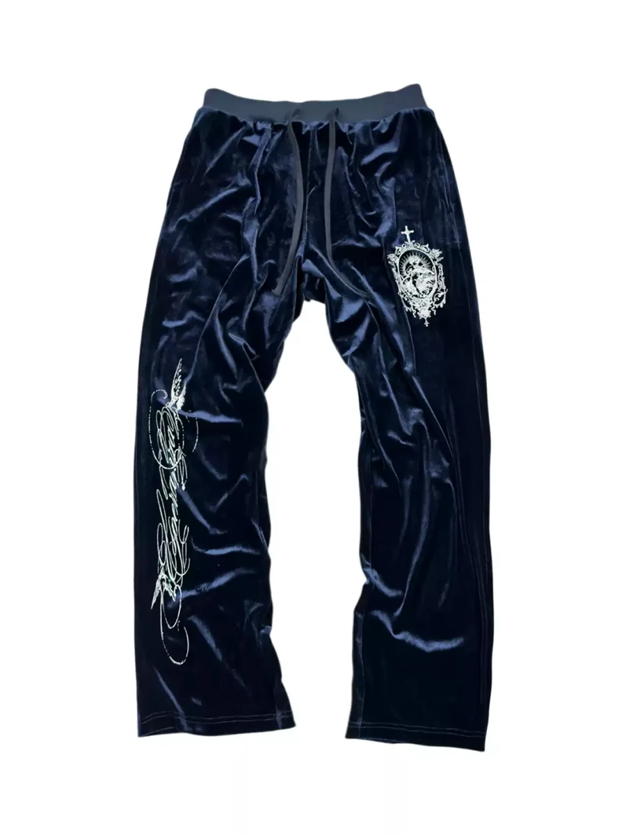 SAXGENWON | Velvet Silver Print Hoodie And Pants Set - 2