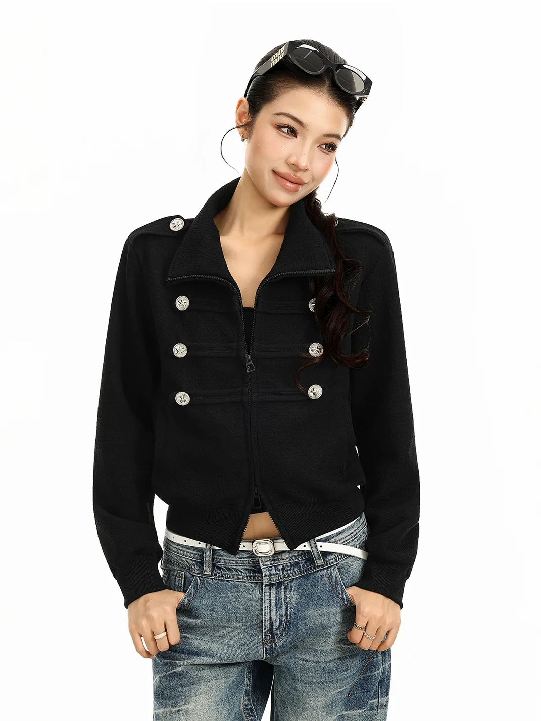 BIGGOLD | Stand Collar Double-Breasted Zipper Jacket