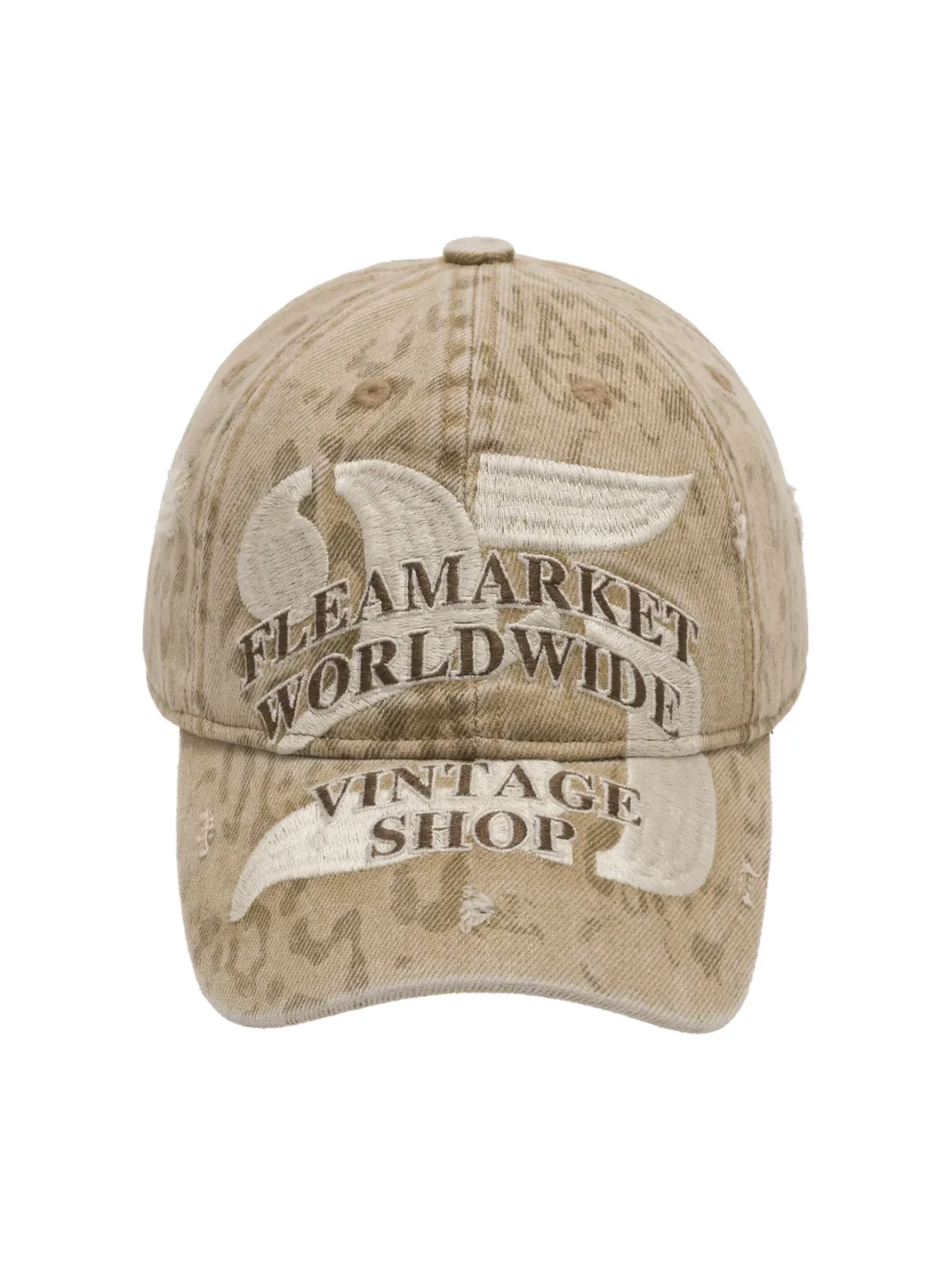 Fleamarket hat shop | Distressed Embroidered Leopard Print Baseball Cap