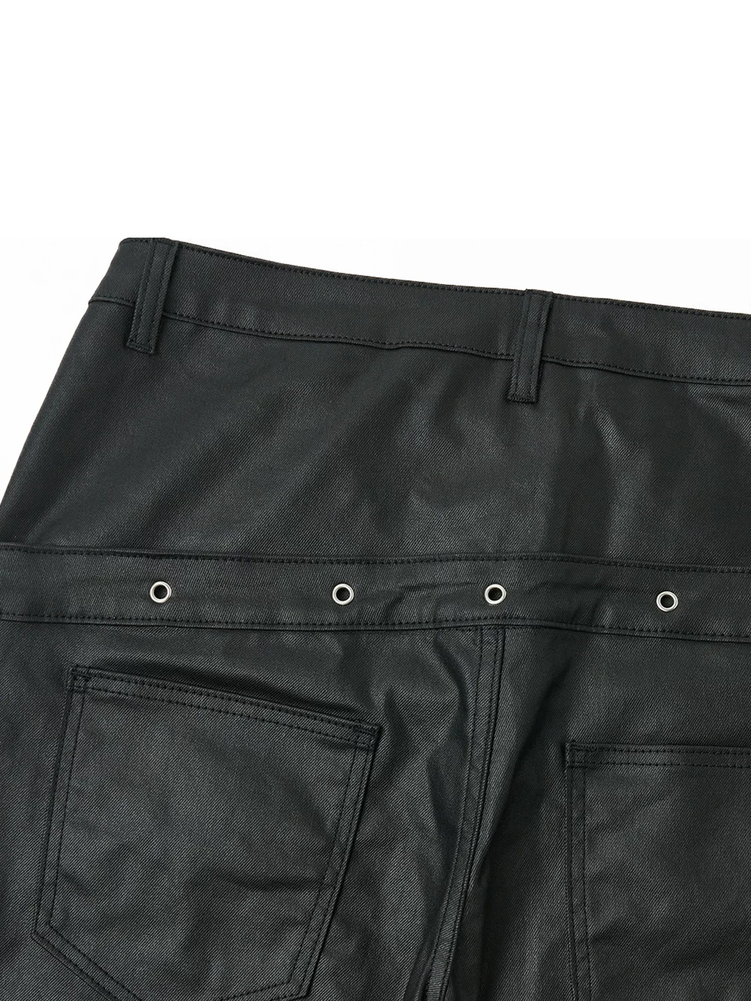 SAXGENWON | Double-Waist Lace-Up Coated Straight-Leg Jeans