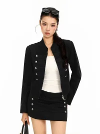 BIGGOLD | Napoleon Double-Breasted Cropped Stand-Collar Jacket