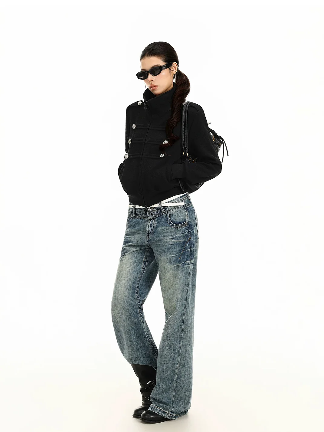 BIGGOLD | Stand Collar Double-Breasted Zipper Jacket