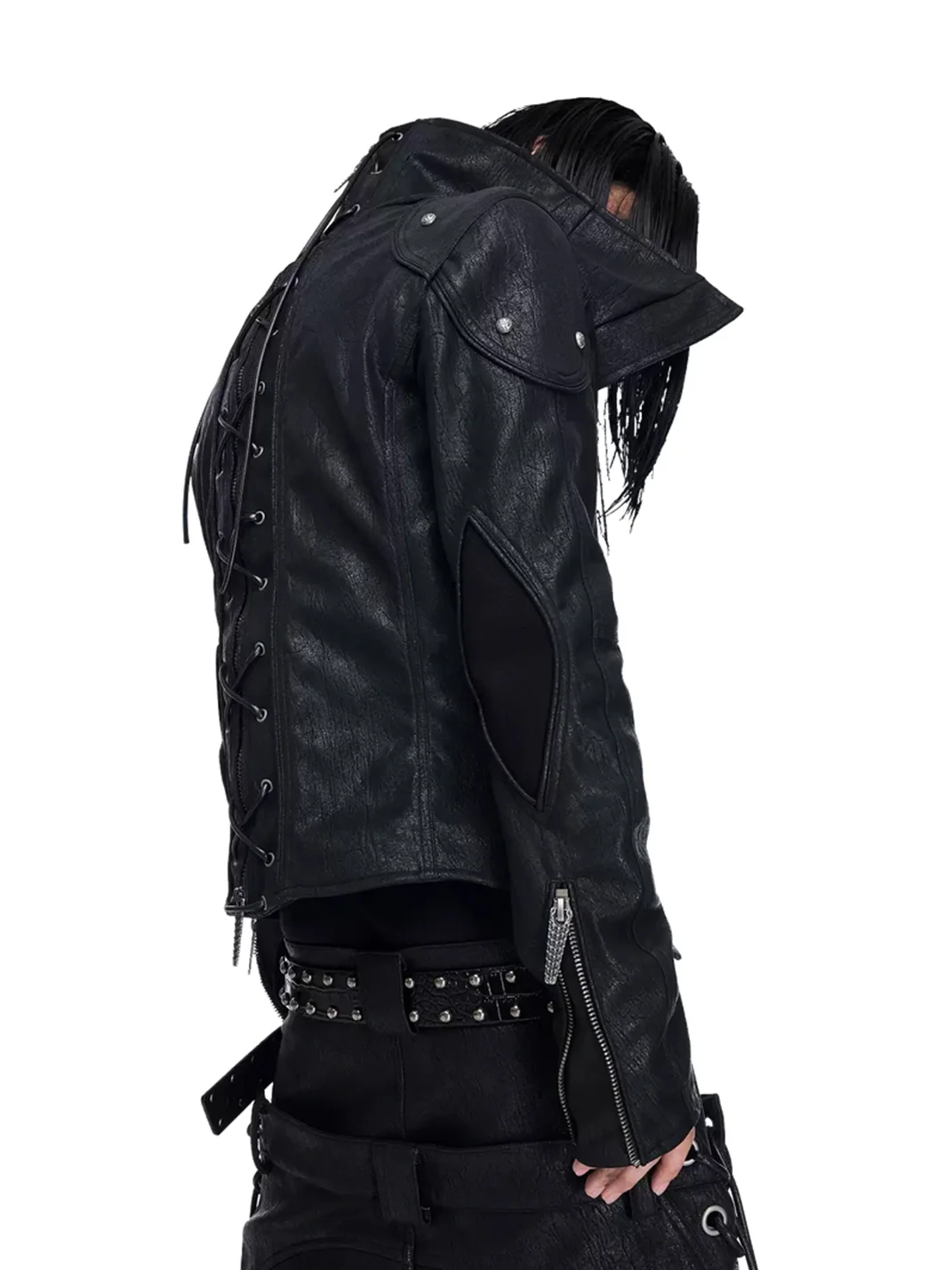 DARKRTPTS | Slim Fit Asymmetric Stand Collar Zip Jacket