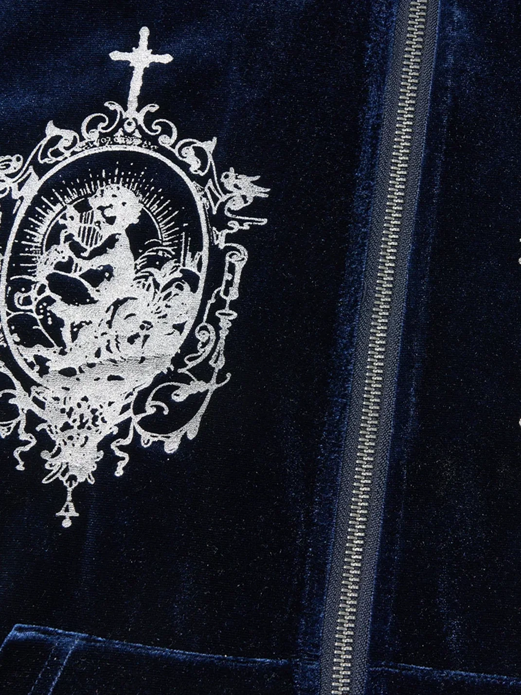 SAXGENWON | Velvet Silver Print Hoodie And Pants Set