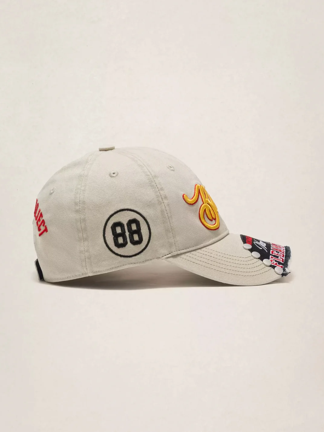 Fleamarket hat shop | Washed Embroidered Studded Baseball Cap