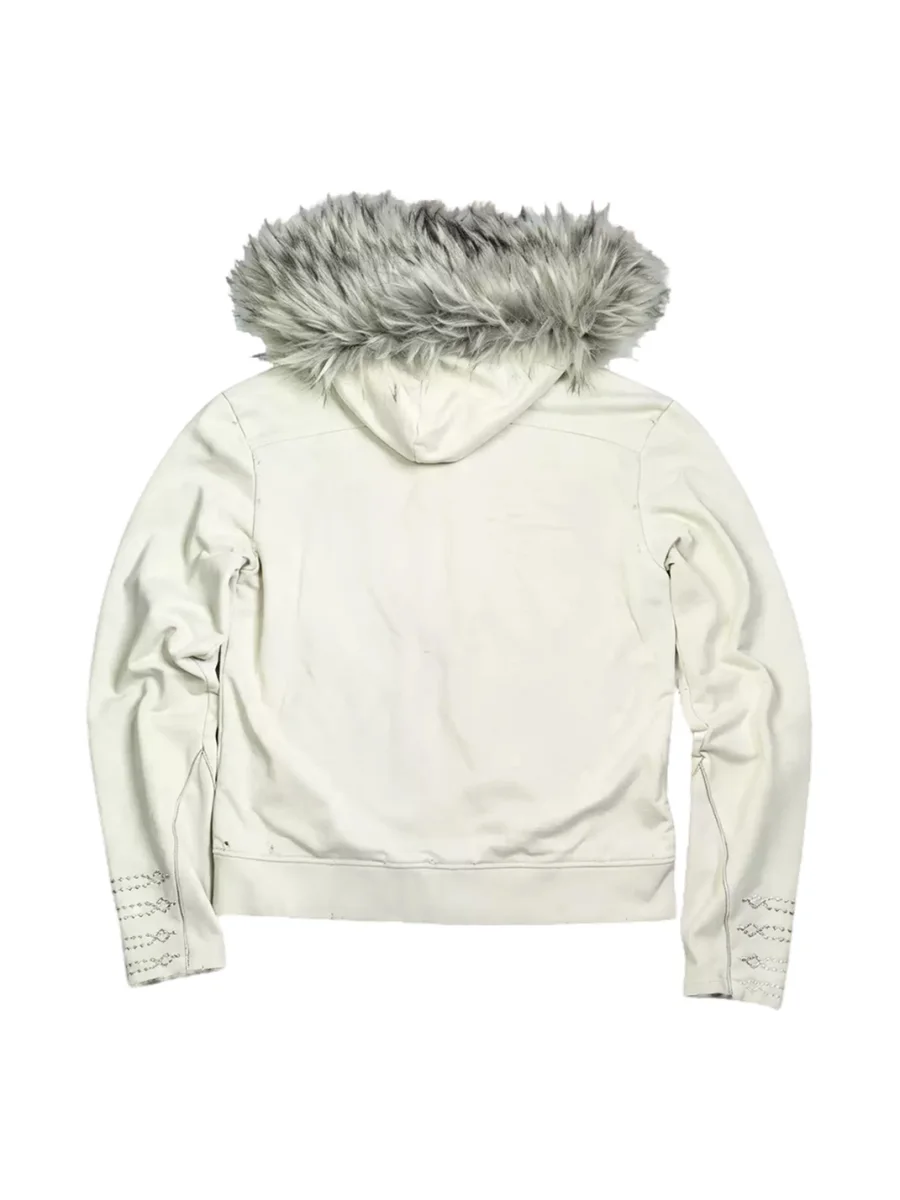 WHISTLEHUNTER | Distressed Embroidered Zip Hoodie With Detachable Fur Collar - 2