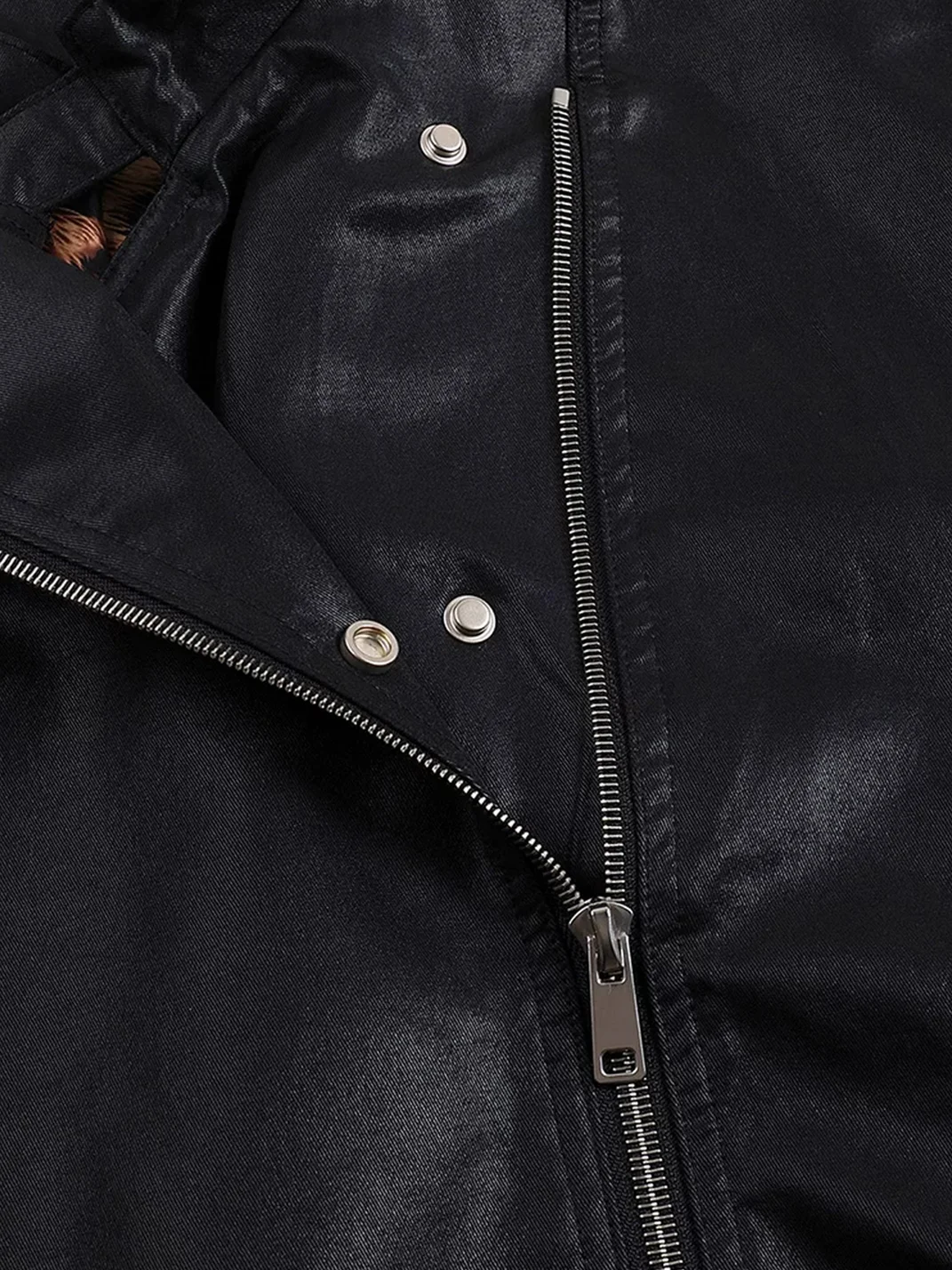 WHISTLEHUNTER | Cropped Stand Collar Leopard-Lined Asymmetric Zip Jacket