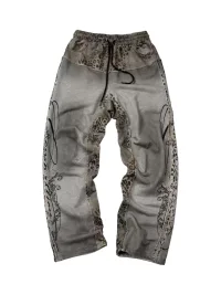 SAXGENWON | Leopard Double Waist Distressed Washed Sweatpants
