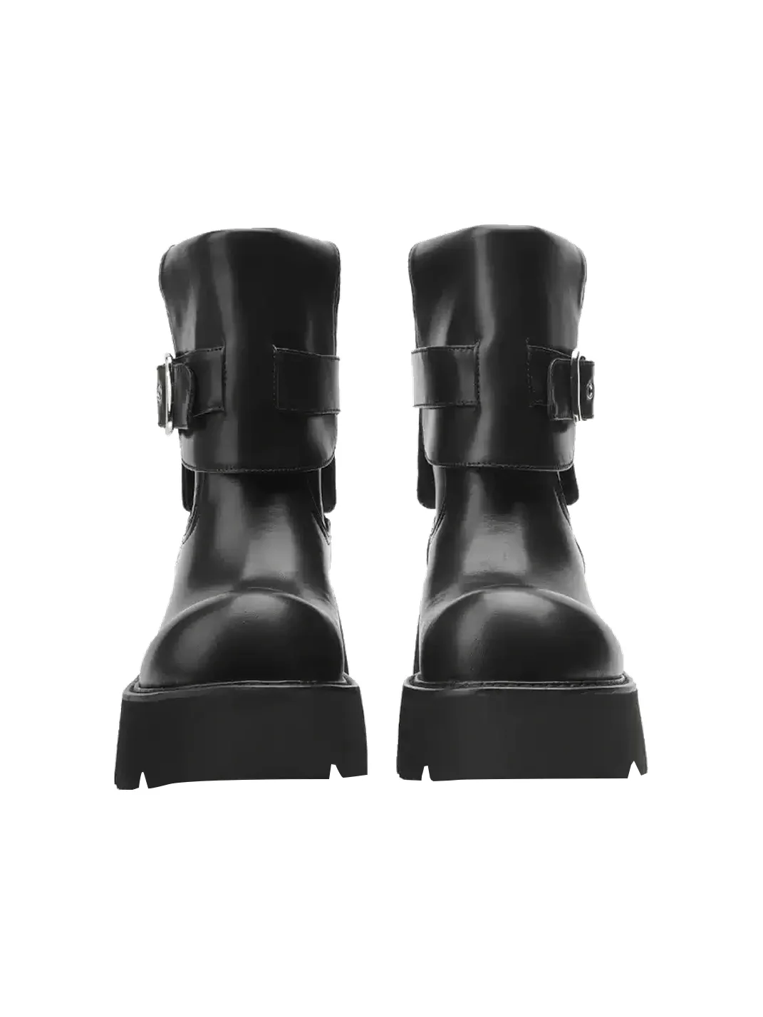 Colorful Bridge | Round Toe Buckle Platform Ankle Boots
