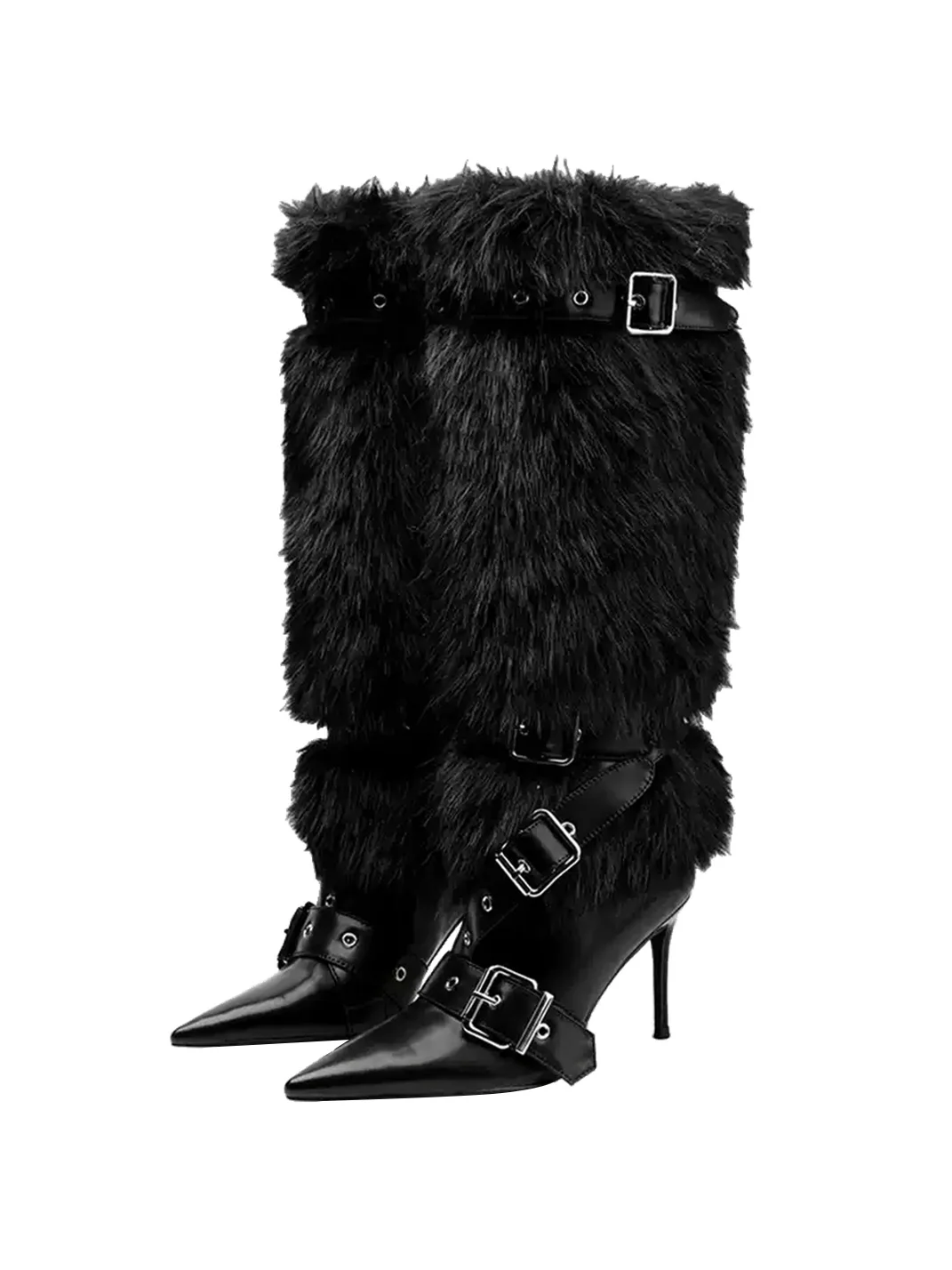 Colorful Bridge | Fur-Trim Buckle Tall Boots