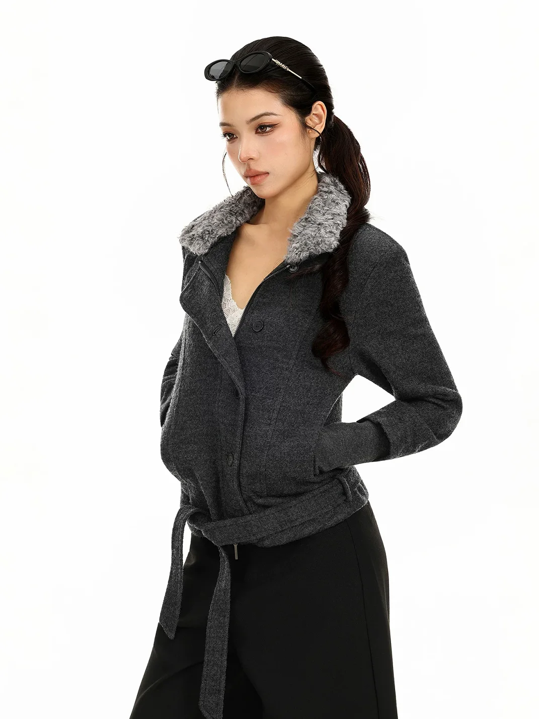 BIGGOLD | Plush Collar Short Jacket