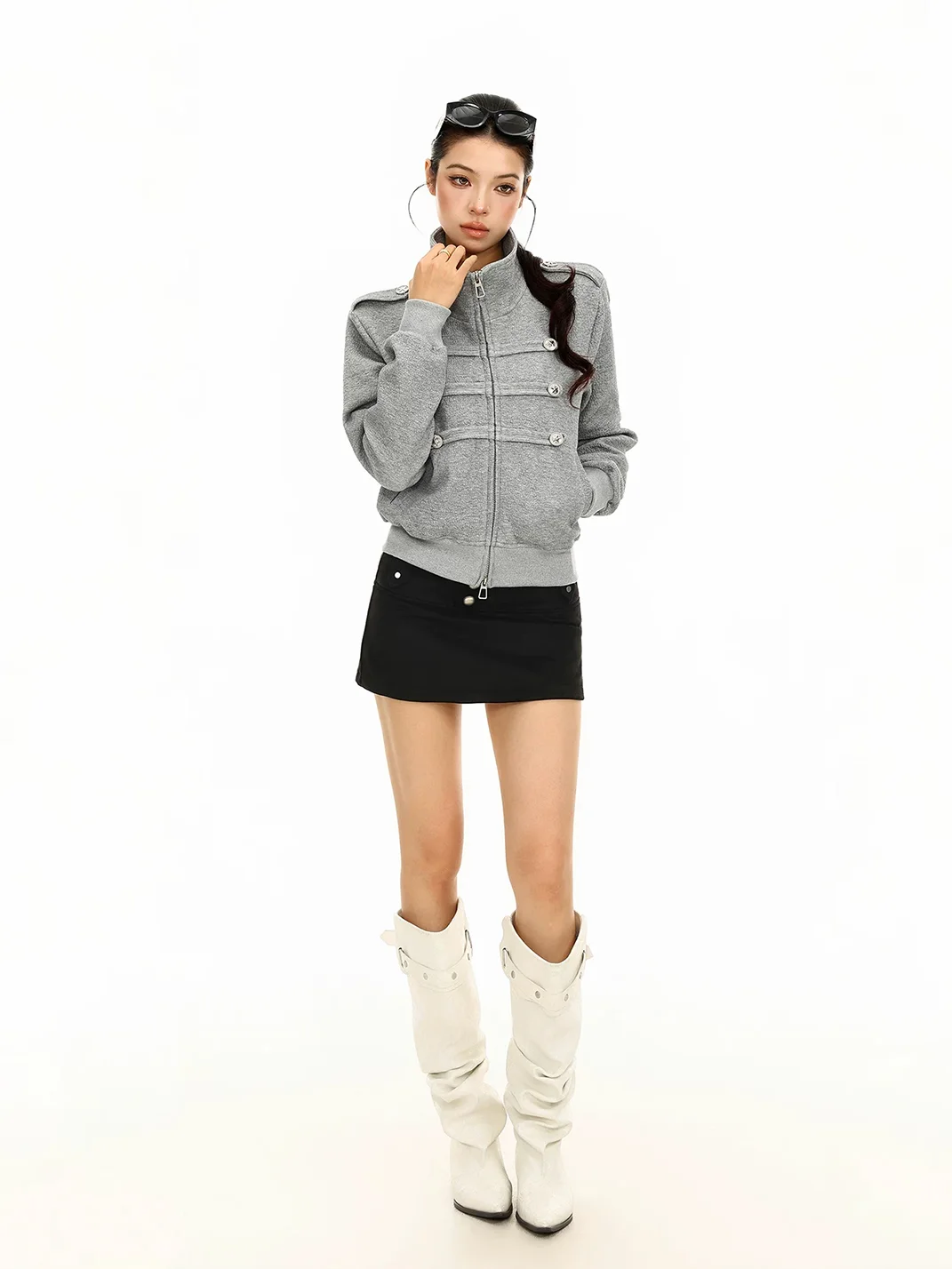 BIGGOLD | Stand Collar Double-Breasted Zipper Jacket