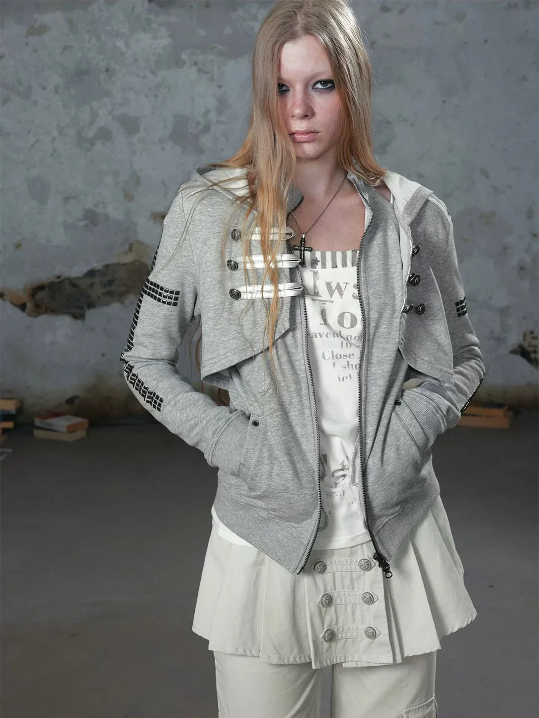 Cest Nous | Punk Studded Napoleon Zip Hoodie