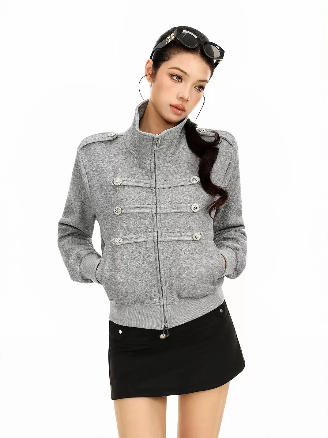 BIGGOLD | Stand Collar Double-Breasted Zipper Jacket