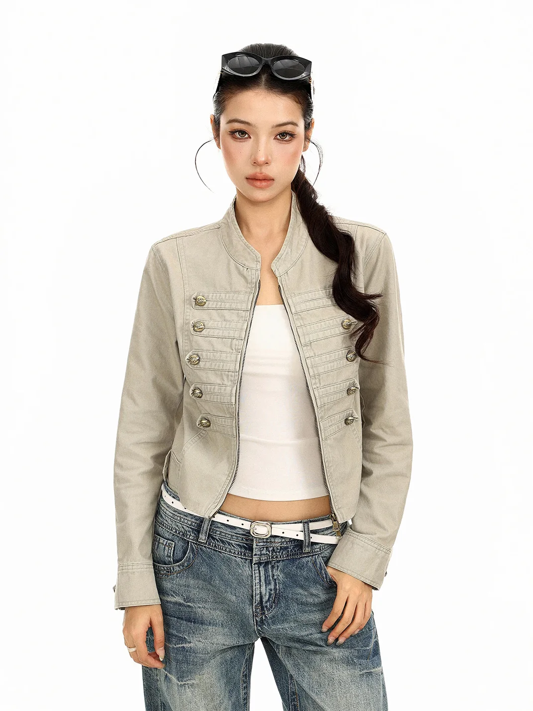 BIGGOLD | Napoleon Double-Breasted Cropped Stand-Collar Jacket